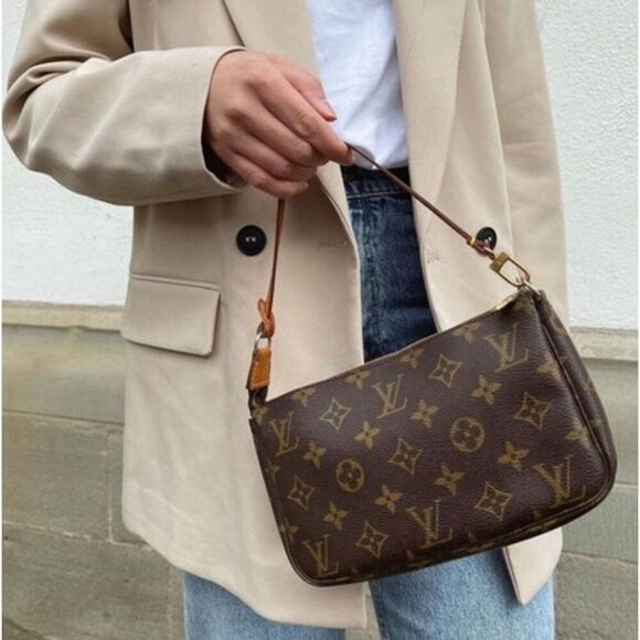 Louis Vuitton Handbags - LOUIS VUITTON Pochette Accessoires Brown LV Logo Monogram Canvas Shoulder Bag